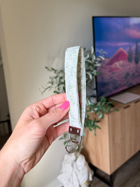 Wristlet Keychain - Sage Floral