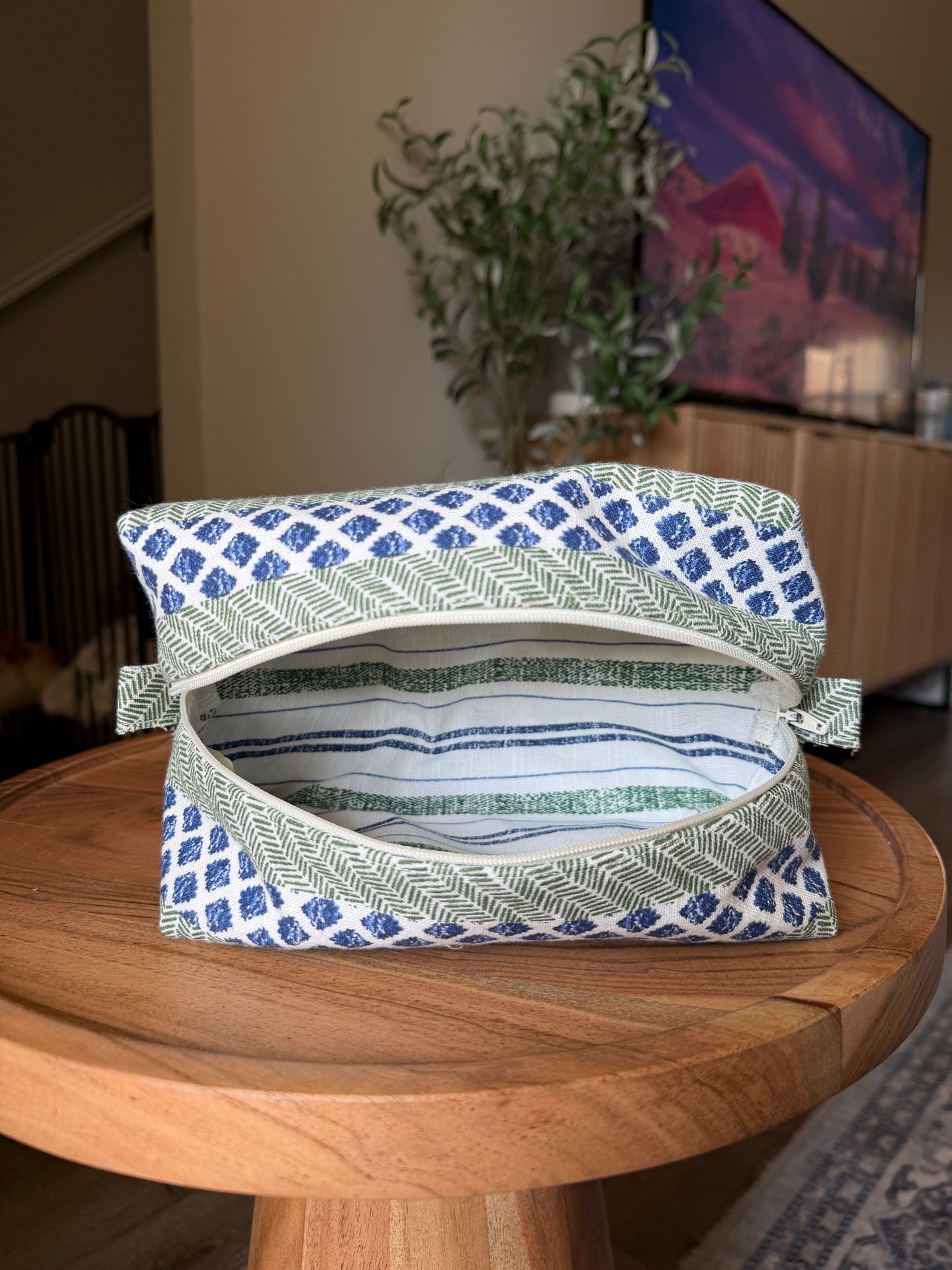 Makeup Bag - Blue Vintage Posy