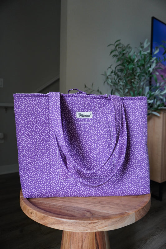 Quilted Tote Bag - Purple Petal