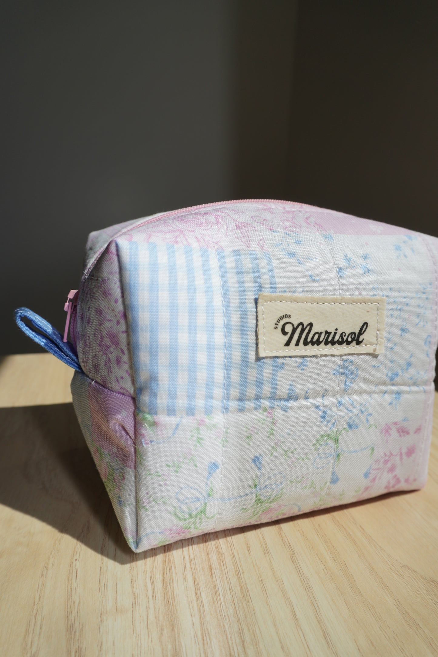 Mini Makeup Bag - Patchwork Pink/Blue