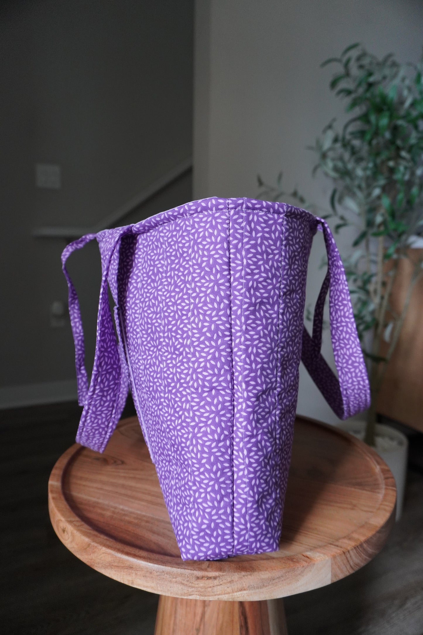 Quilted Tote Bag - Purple Petal