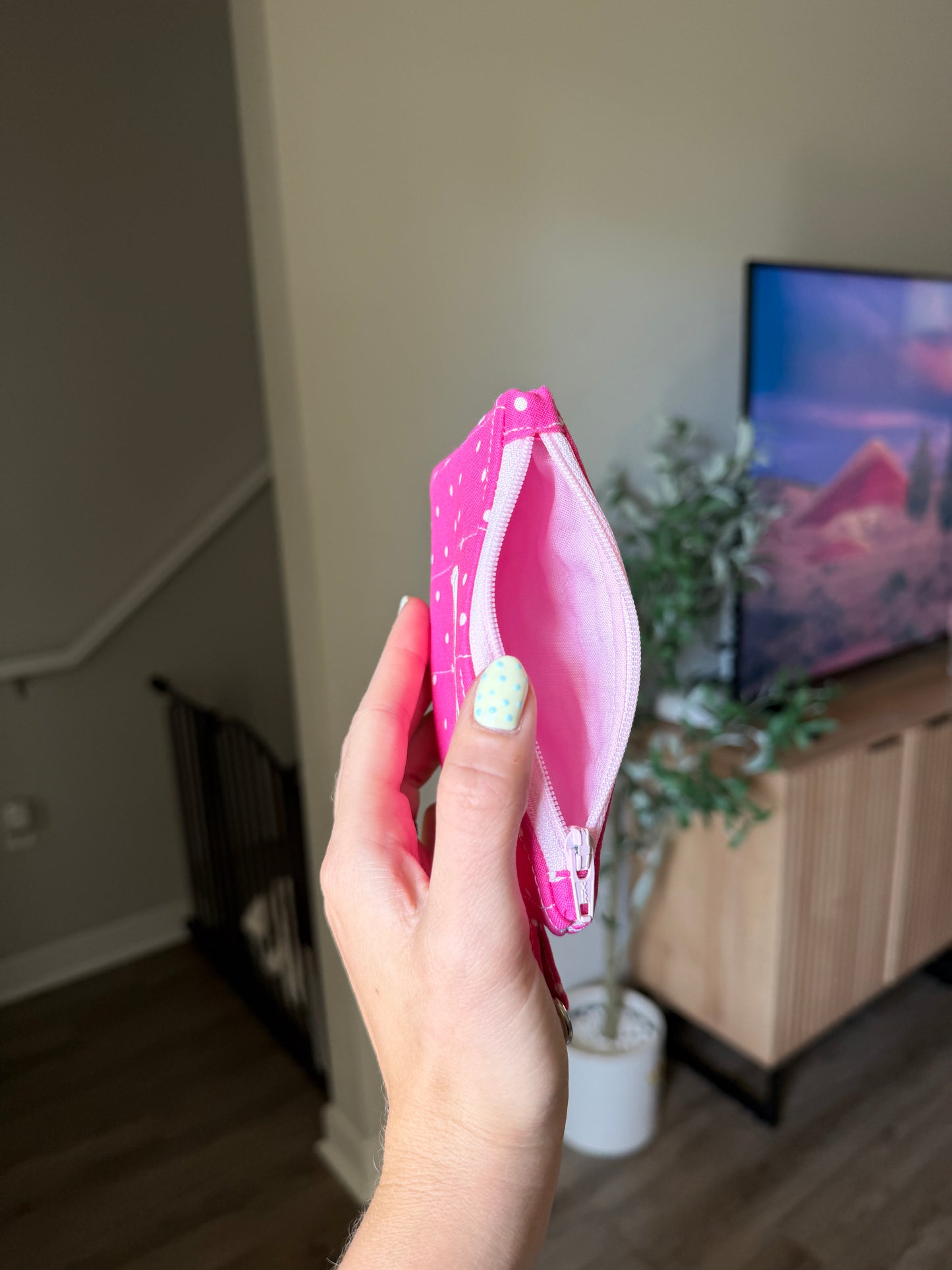 Keychain Wallet - Pink Polka Dota