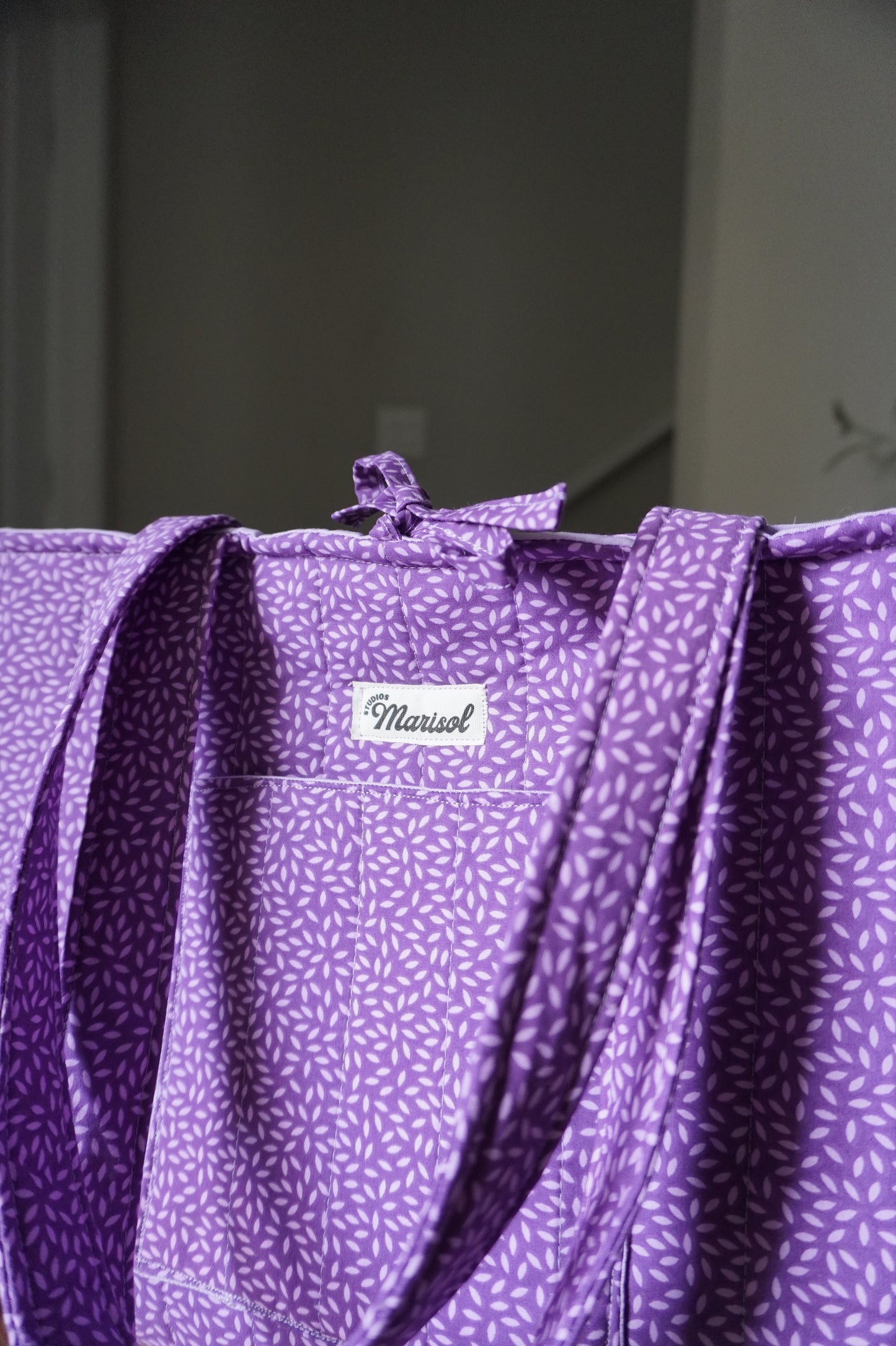 Quilted Tote Bag - Purple Petal