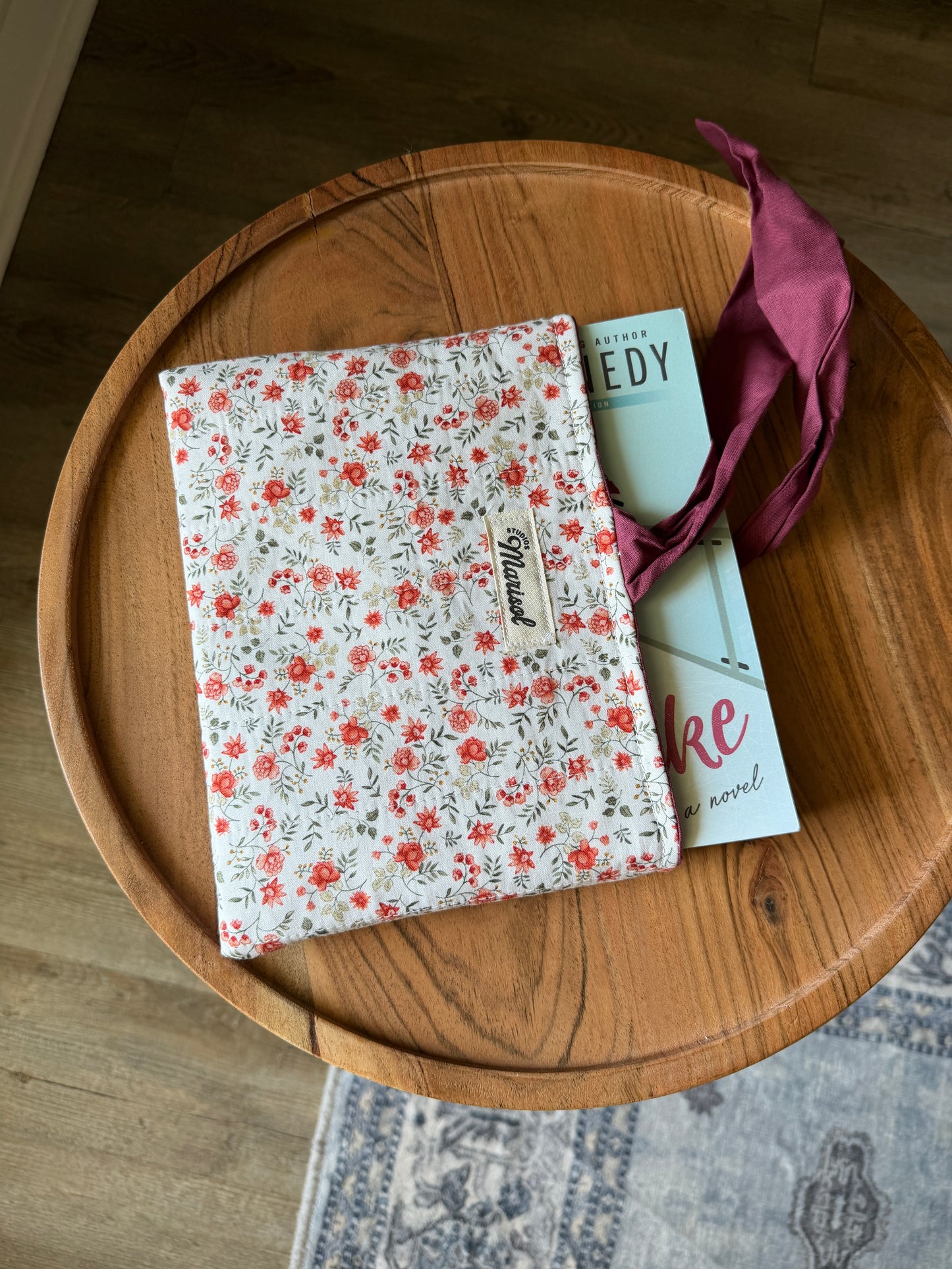Small Book Sleeve - Burgundy Floral