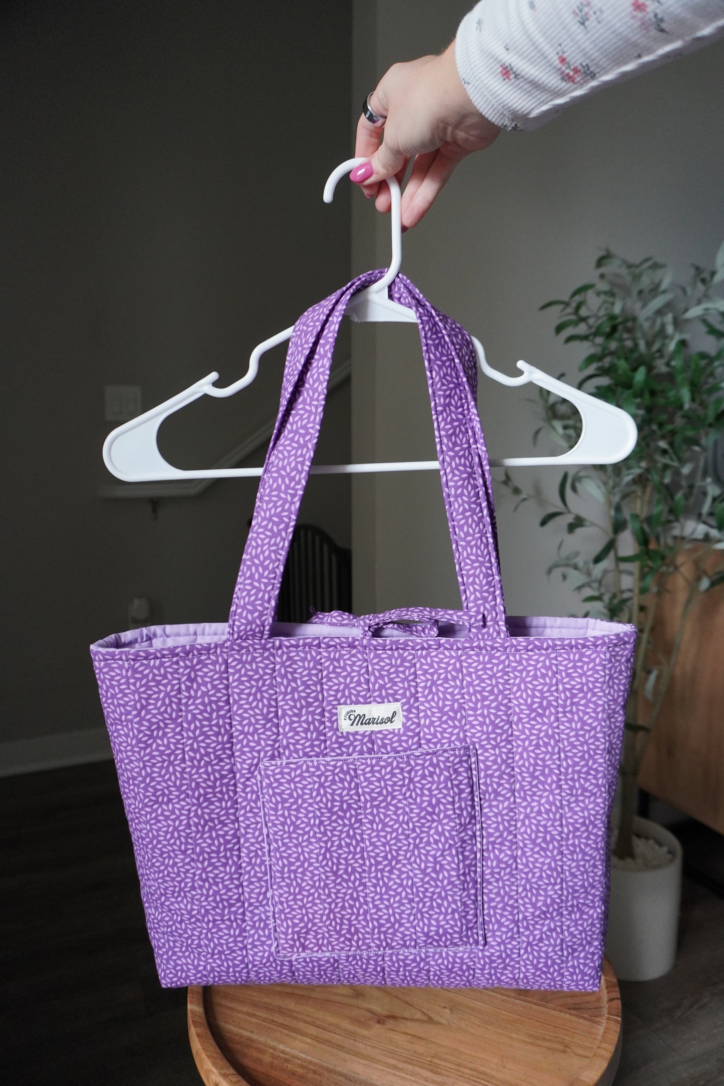 Quilted Tote Bag - Purple Petal