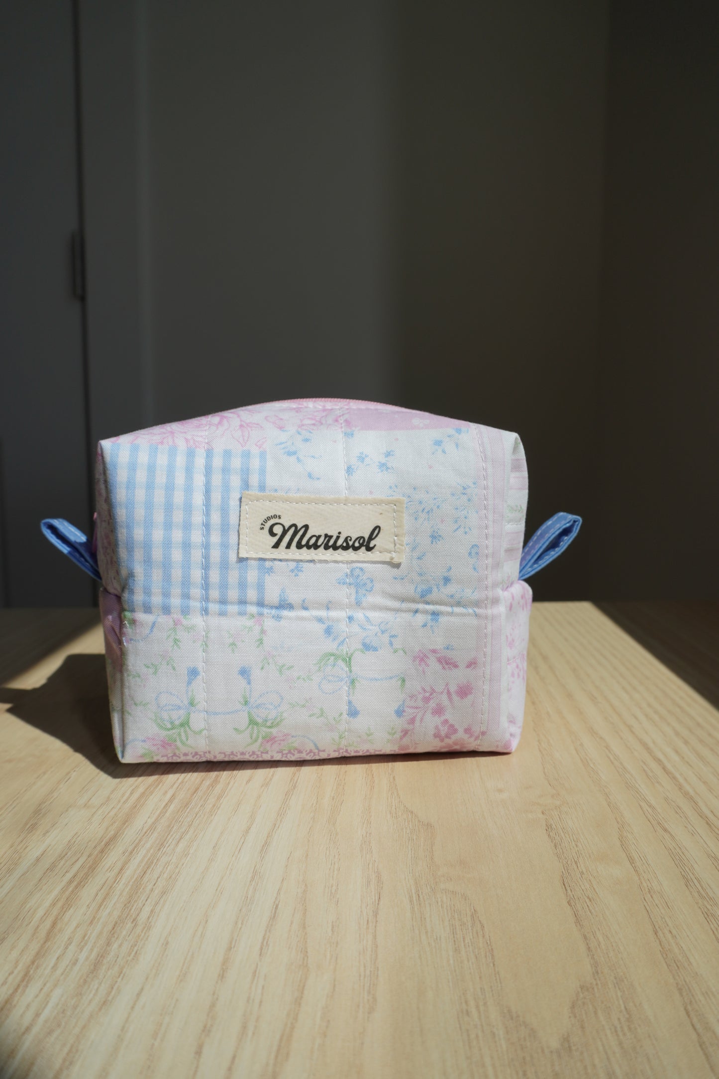 Mini Makeup Bag - Patchwork Pink/Blue