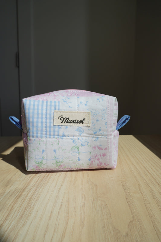Mini Makeup Bag - Patchwork Pink/Blue