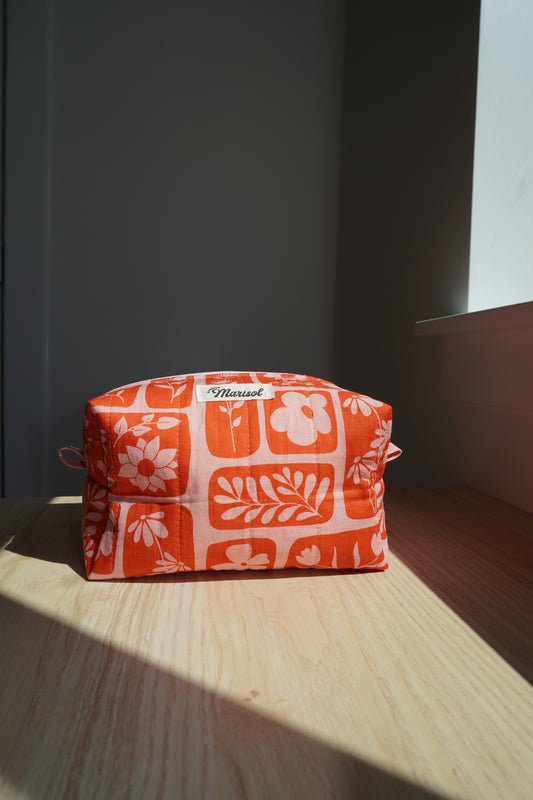 Boxy Makeup Bag - Orange Petal