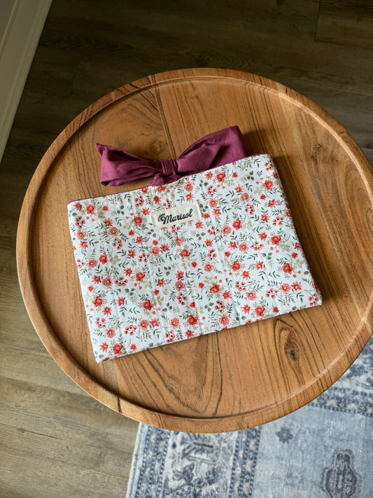 Small Book Sleeve - Burgundy Floral