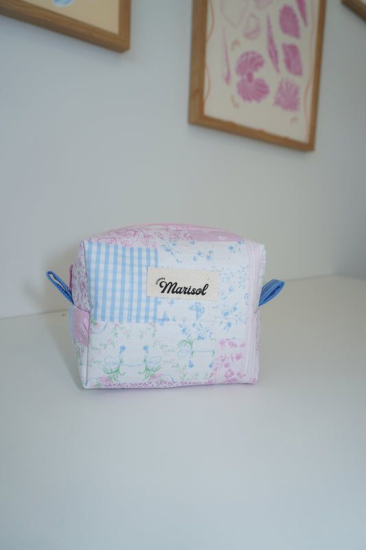 Mini Makeup Bag - Patchwork Pink/Blue