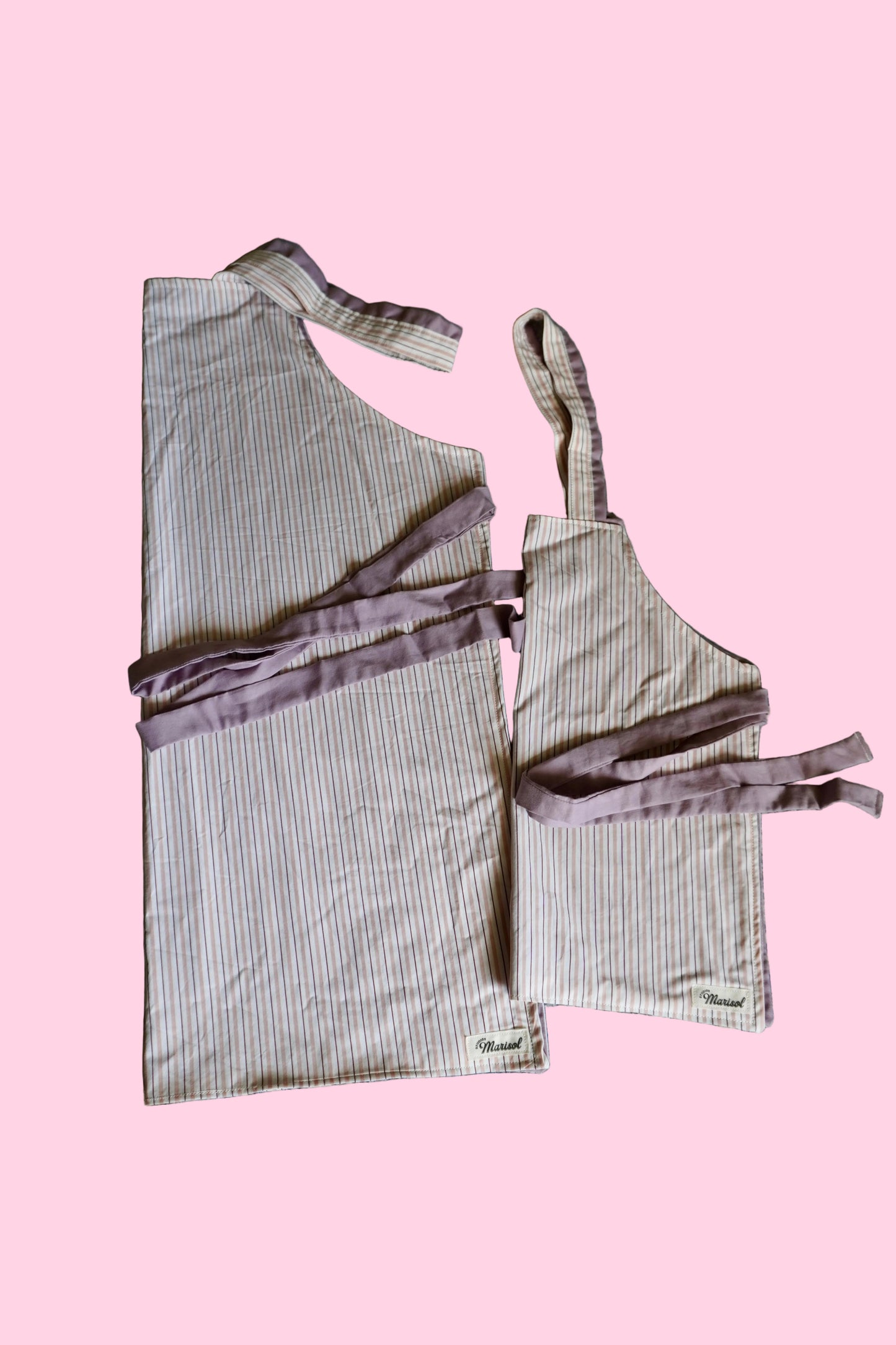 Mommy + Me Apron Set - Dusty Rose Stripe