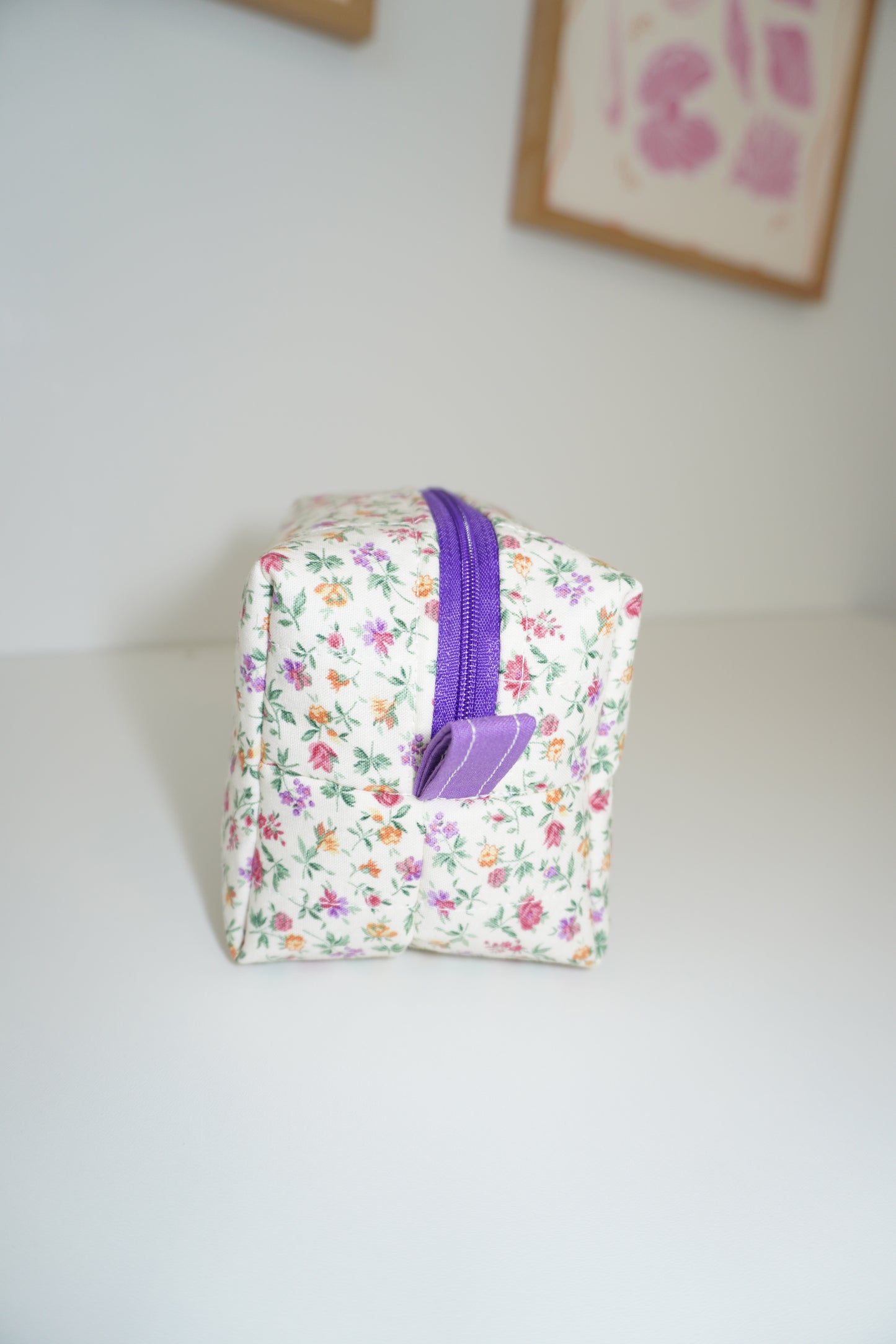 Mini Makeup Bag - Purple Summer Floral