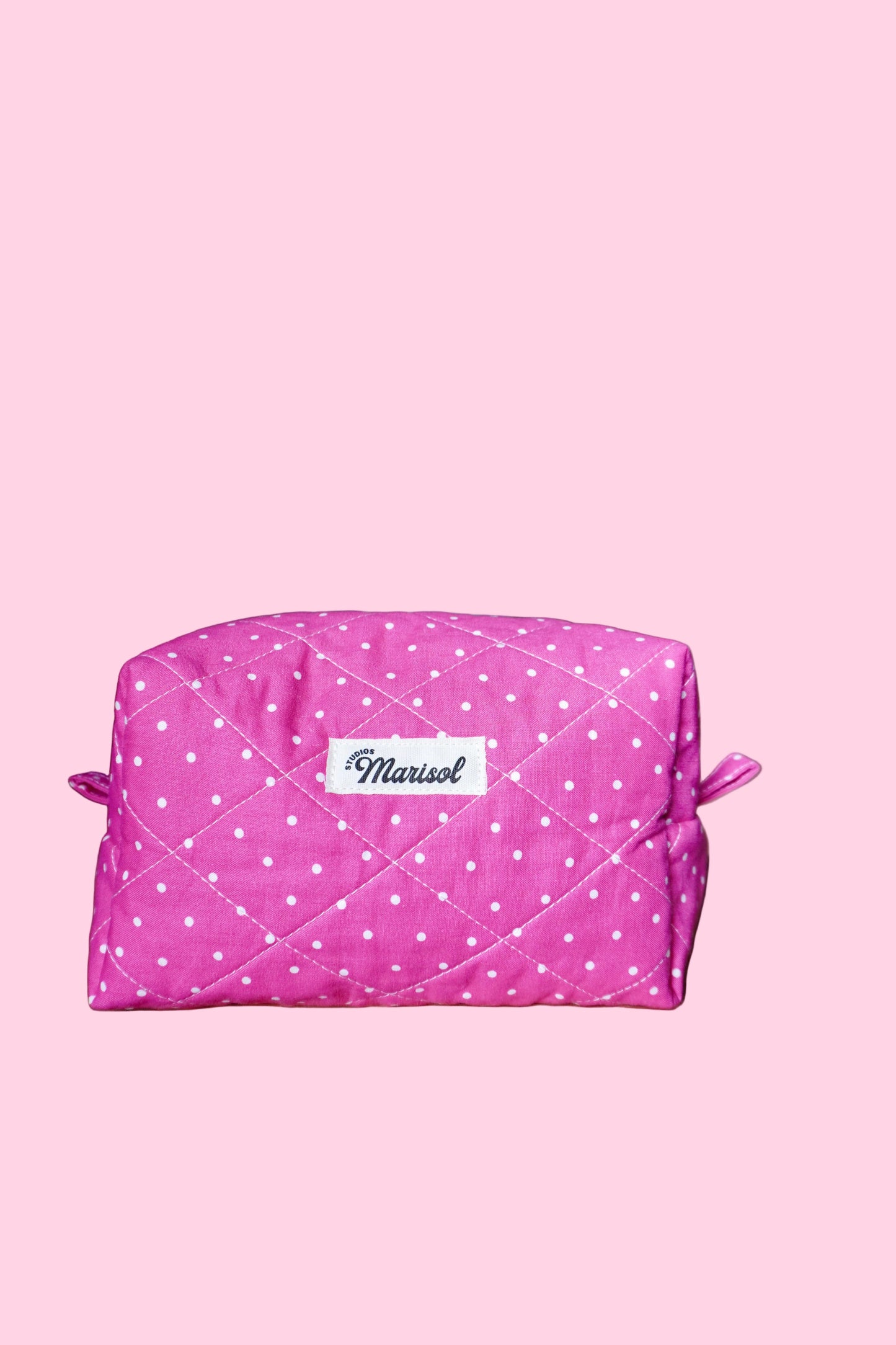 Quilted Makeup Bag - Pink Polka Dot