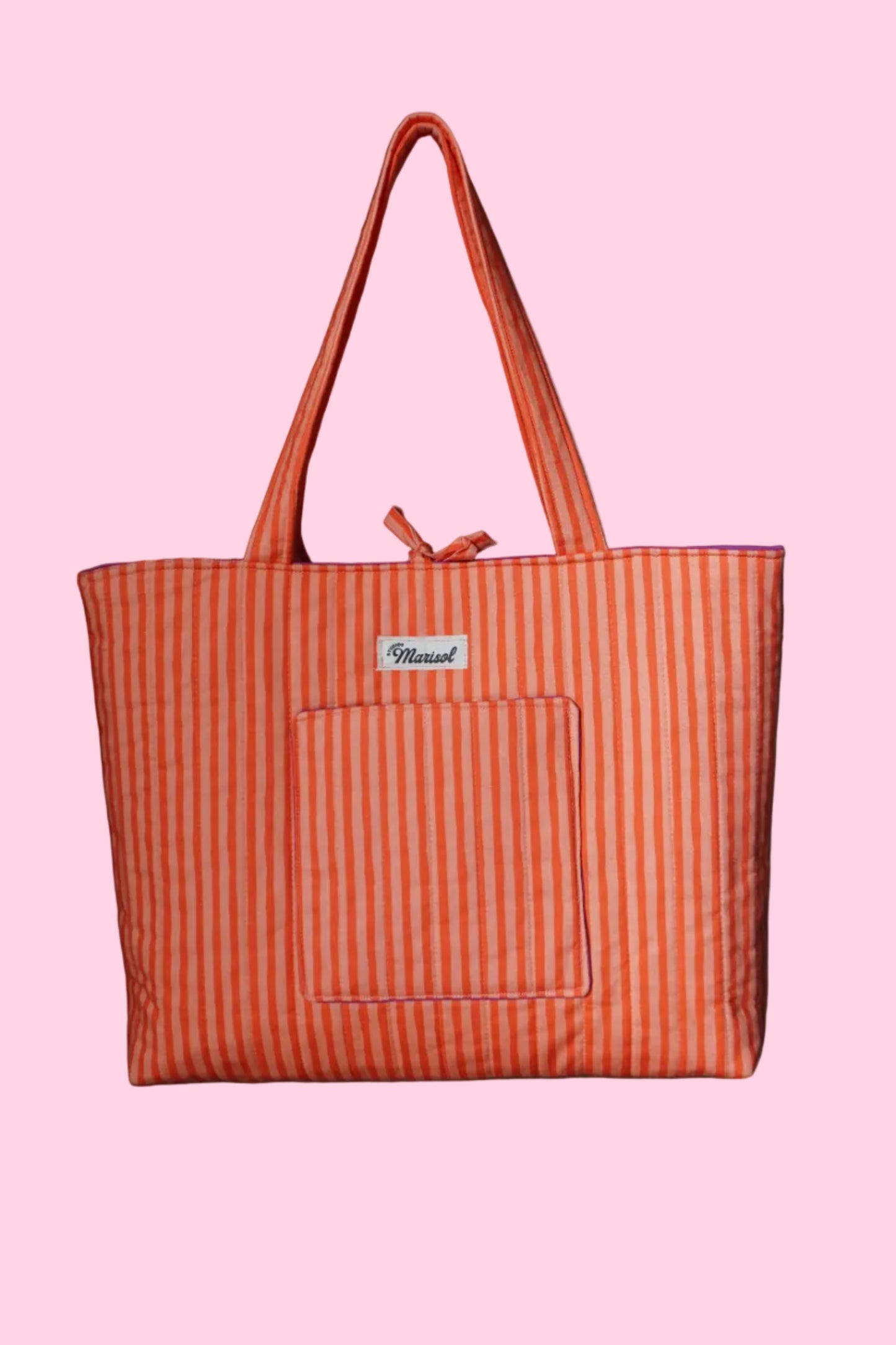 Quilted Tote Bag - Orange Stripe