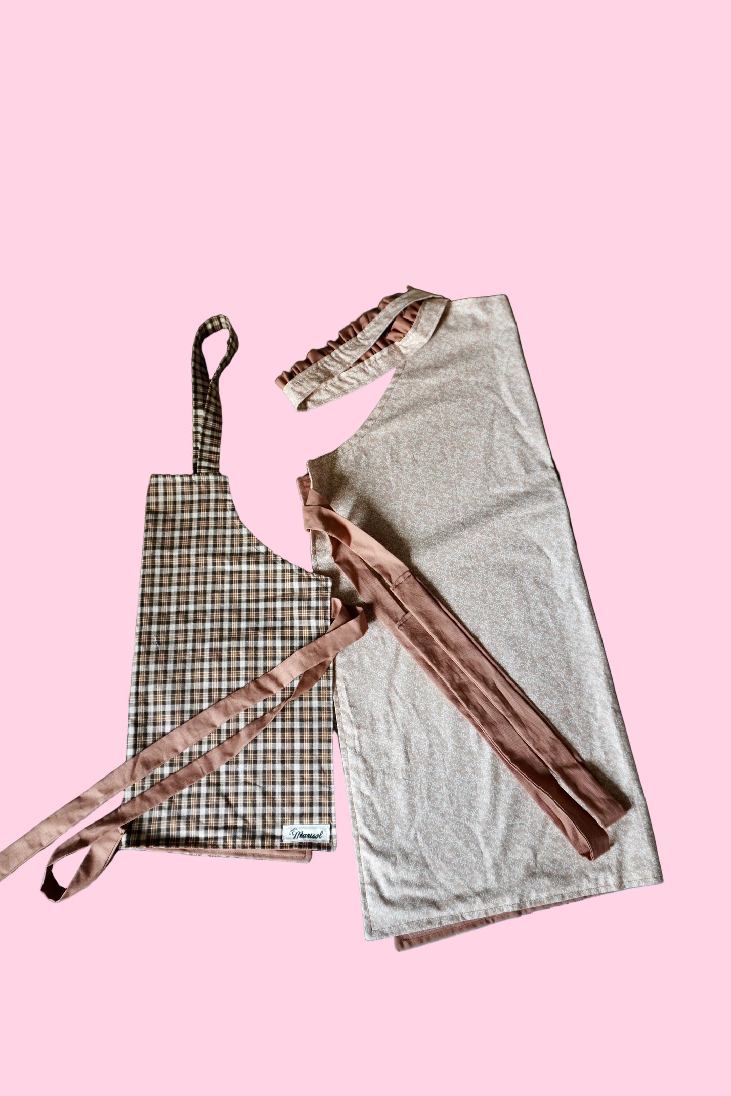 Mommy + Me Apron Set - Caramel Floral/Plaid