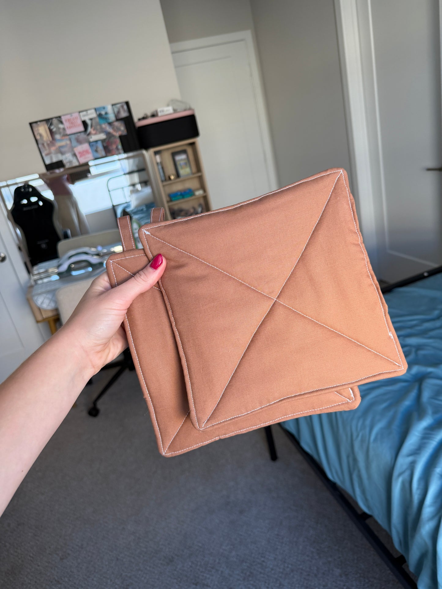 Quilted Pot Holders - Plaid/Brown