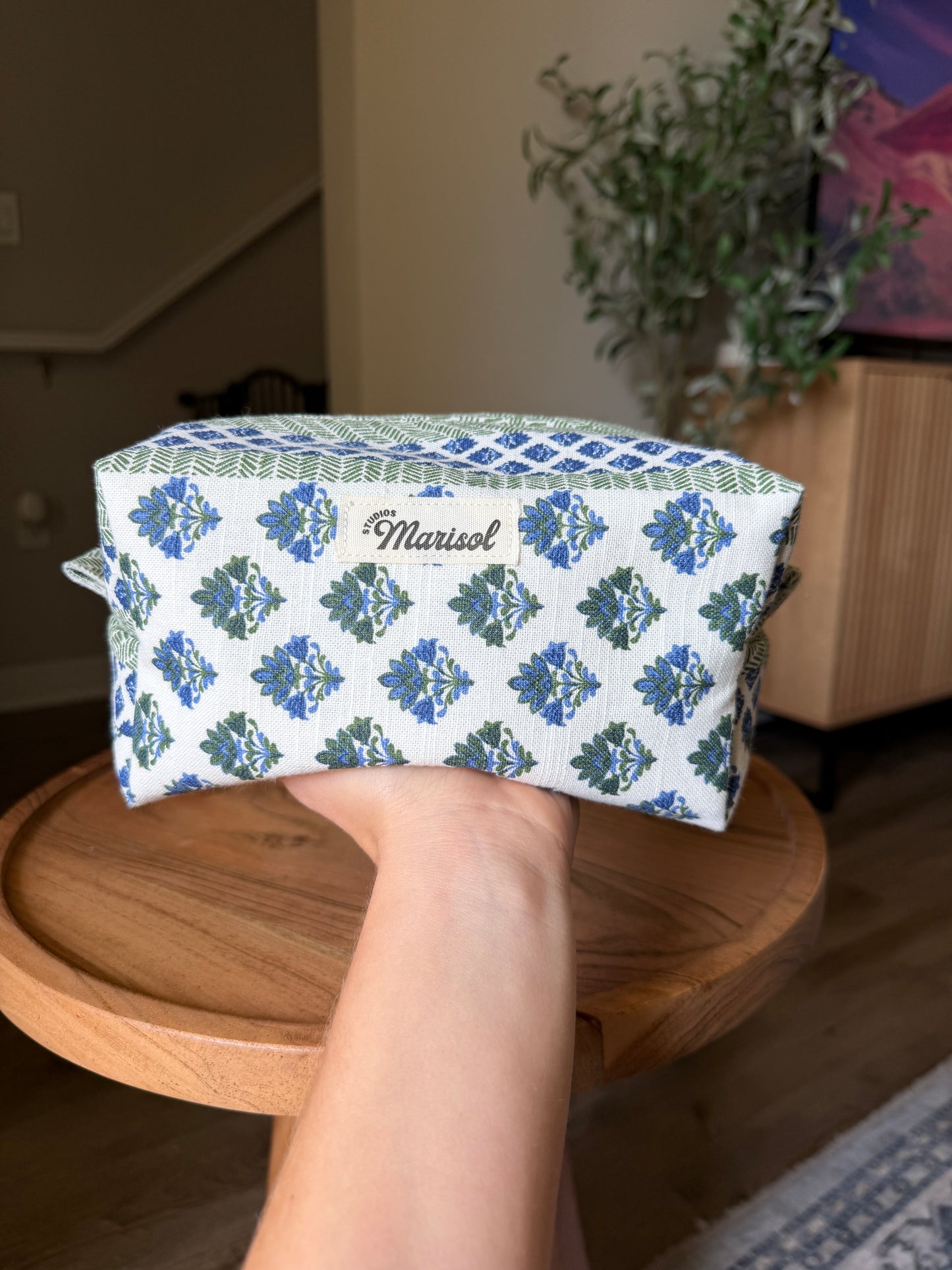 Makeup Bag - Blue Vintage Posy