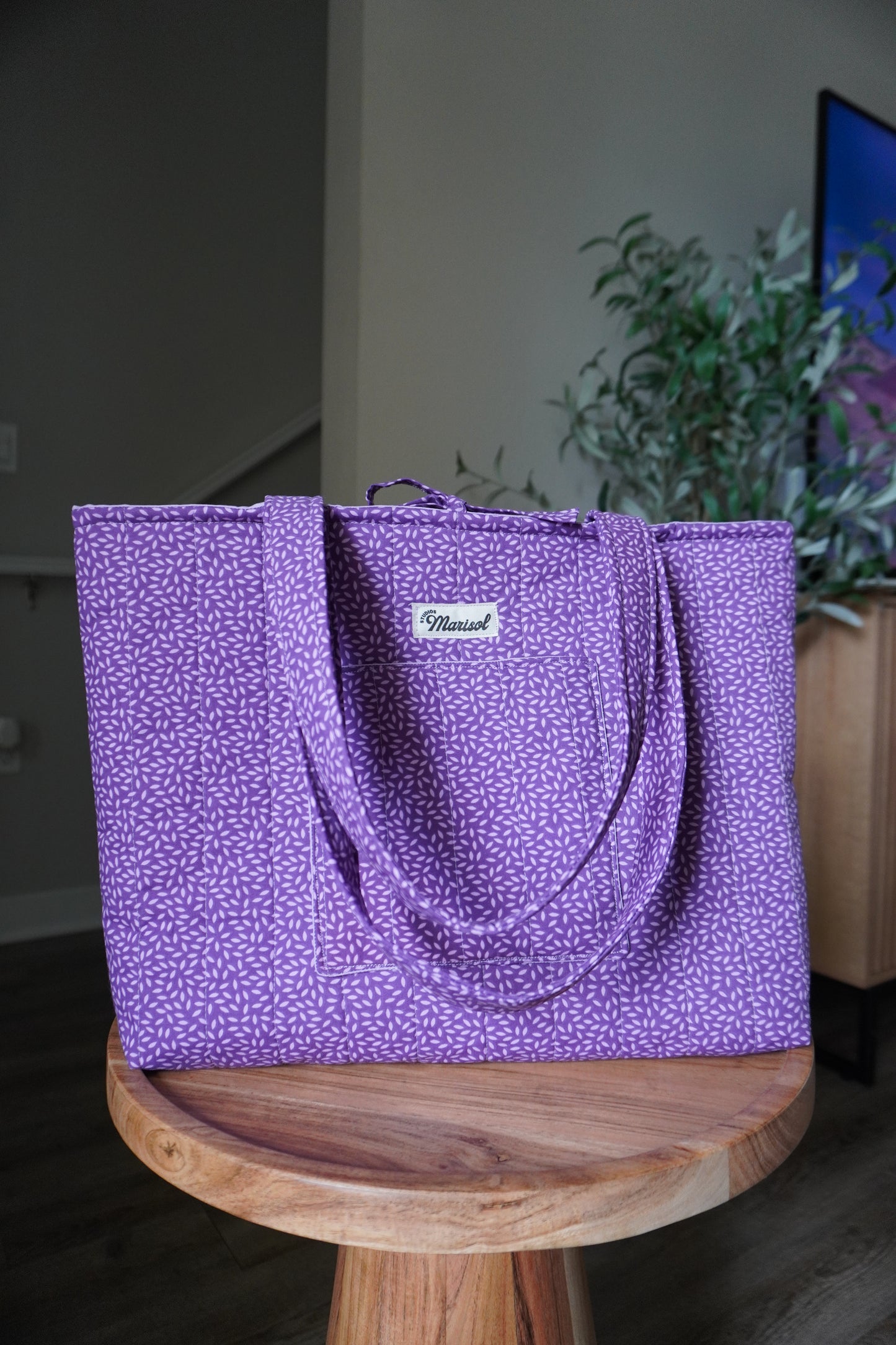 Quilted Tote Bag - Purple Petal