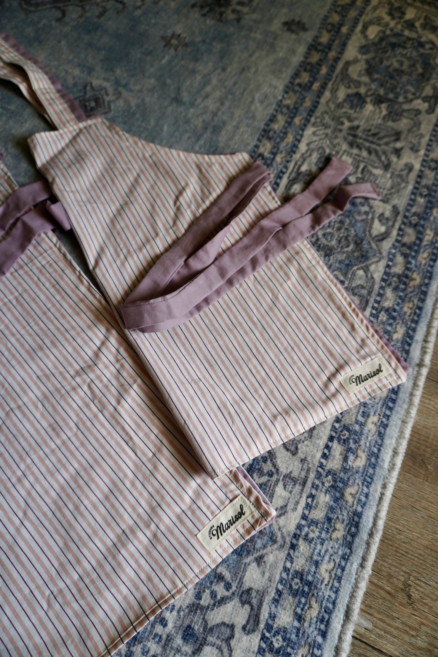 Mommy + Me Apron Set - Dusty Rose Stripe