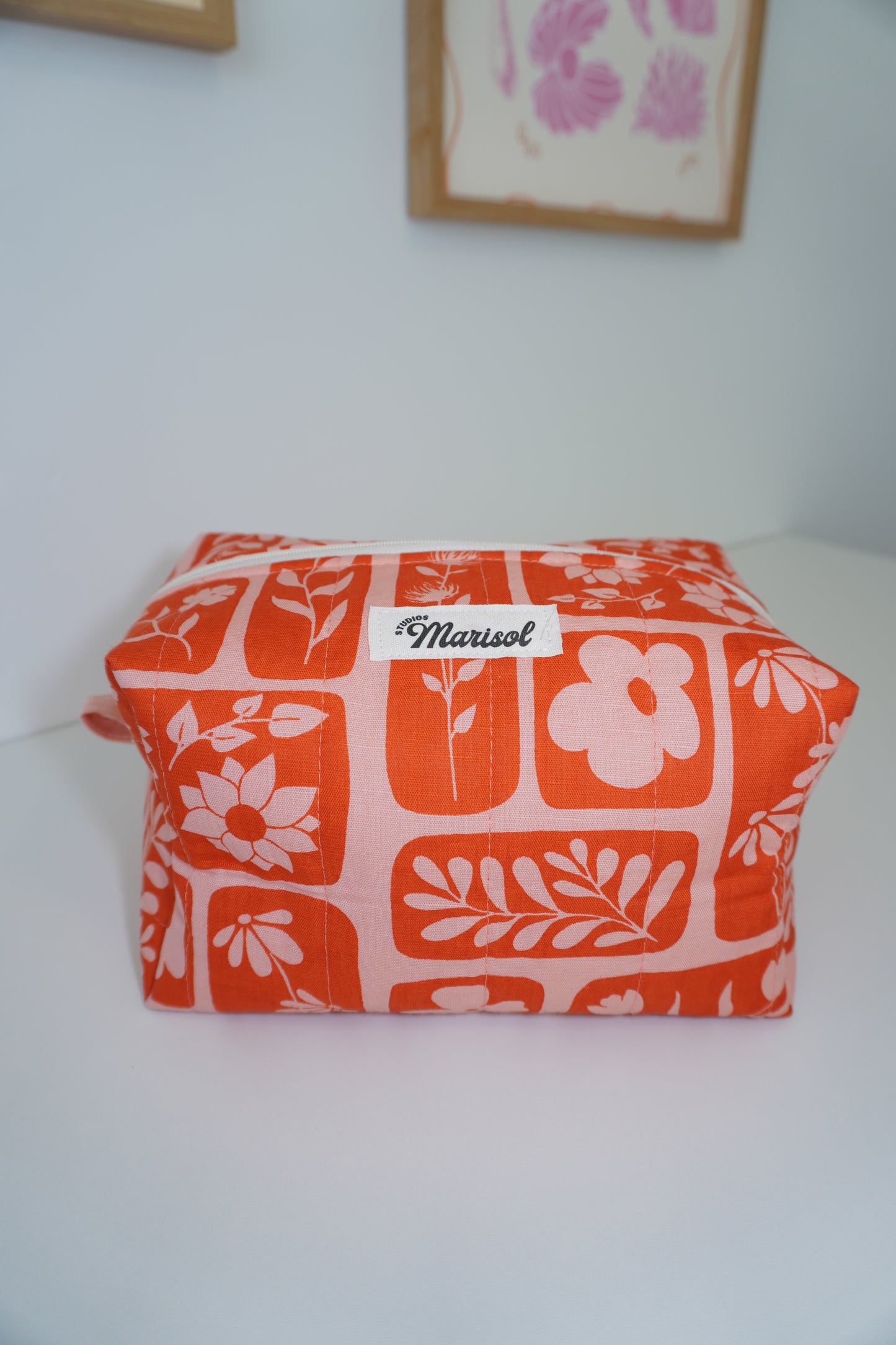 Boxy Makeup Bag - Orange Petal