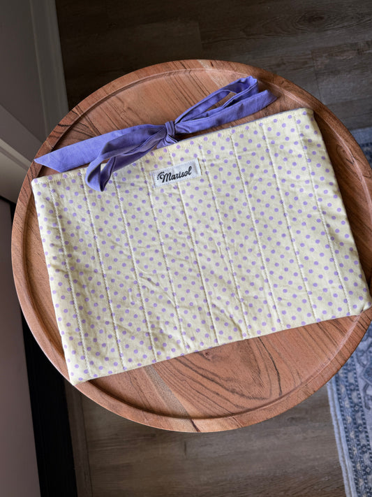 Large Book Sleeve - Yellow/Purple Polka Dots