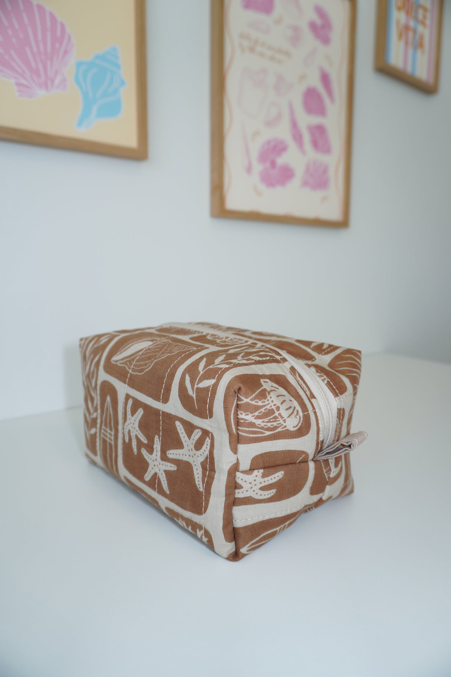 Boxy Makeup Bag - Brown Coastal
