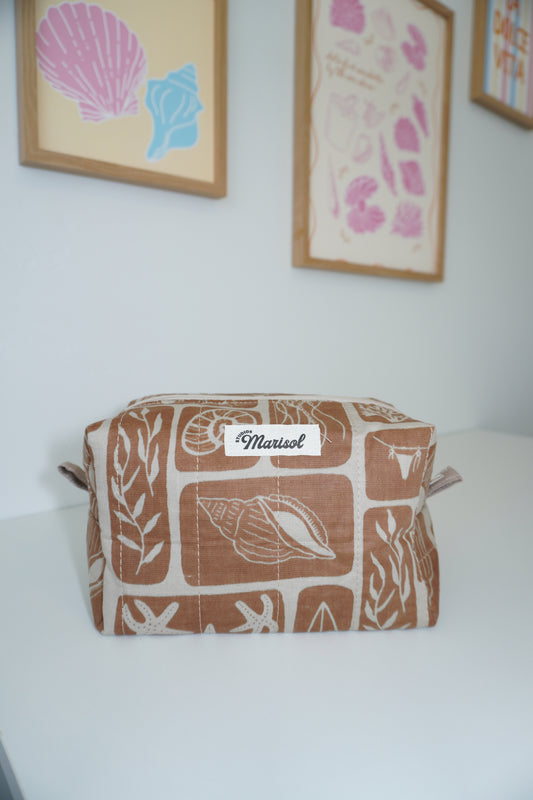 Boxy Makeup Bag - Brown Coastal