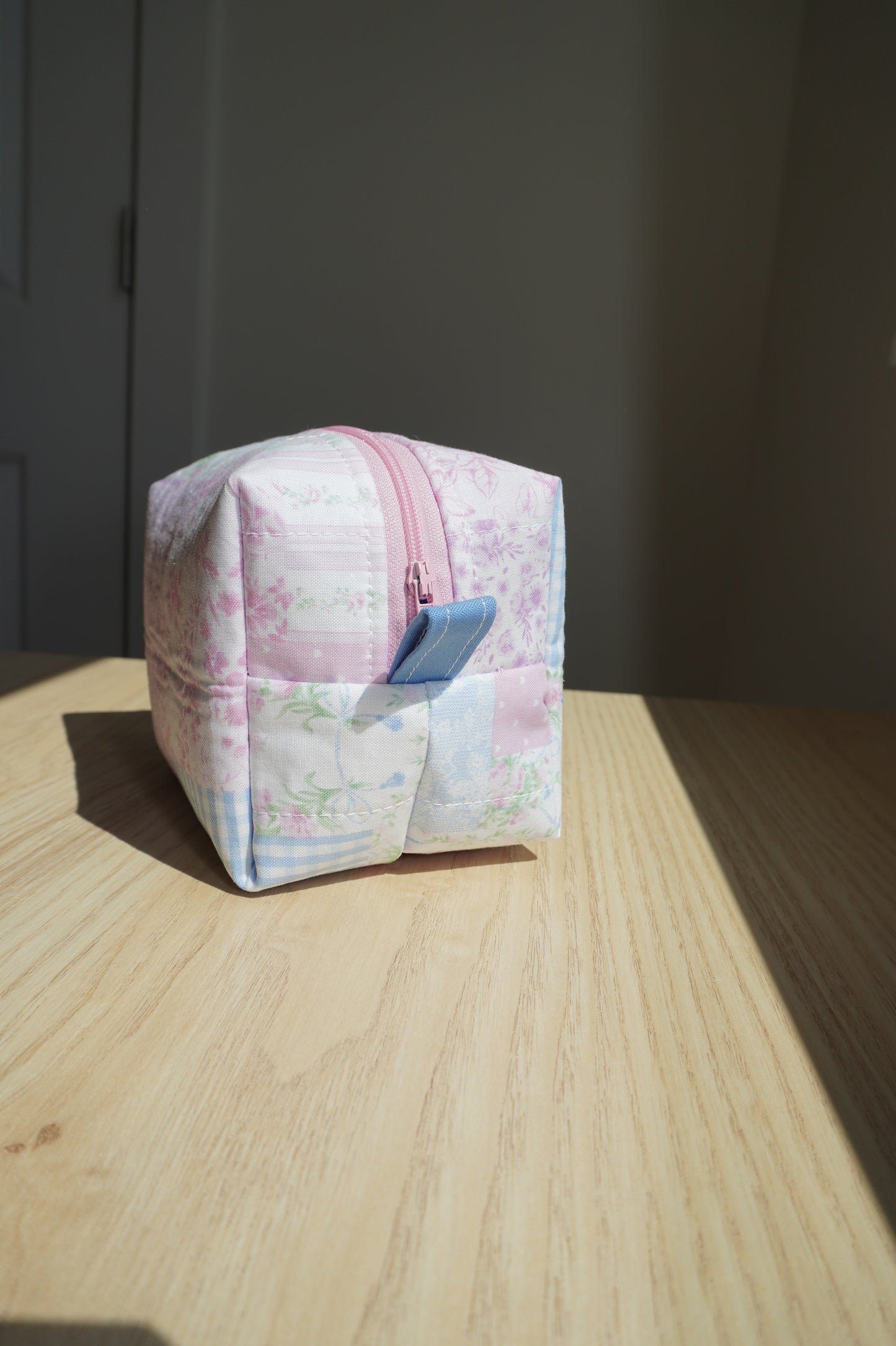 Mini Makeup Bag - Patchwork Pink/Blue