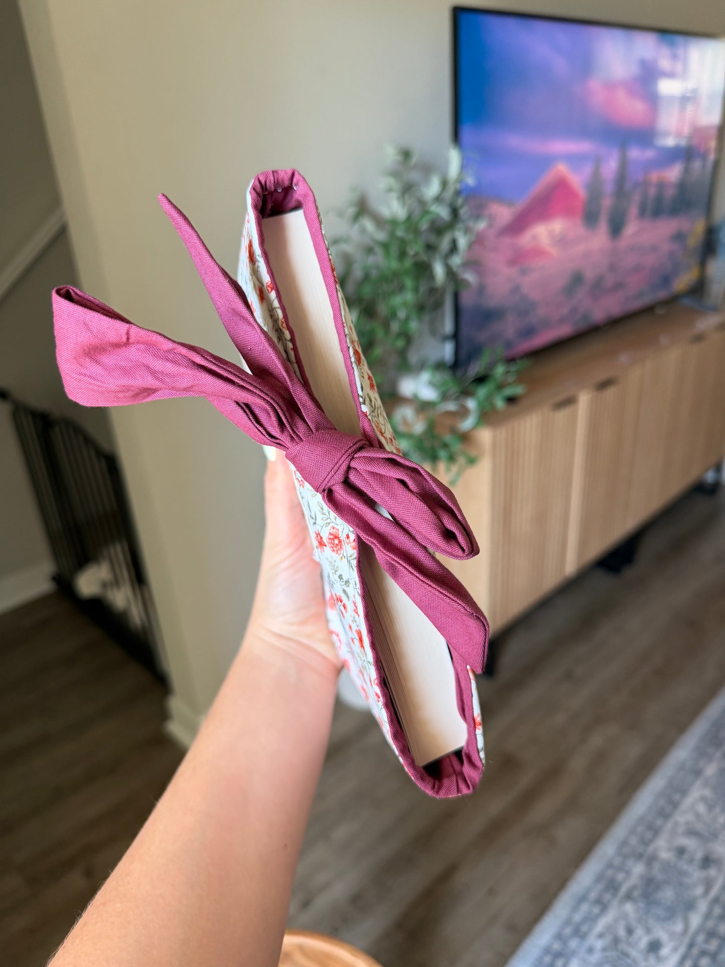 Small Book Sleeve - Burgundy Floral