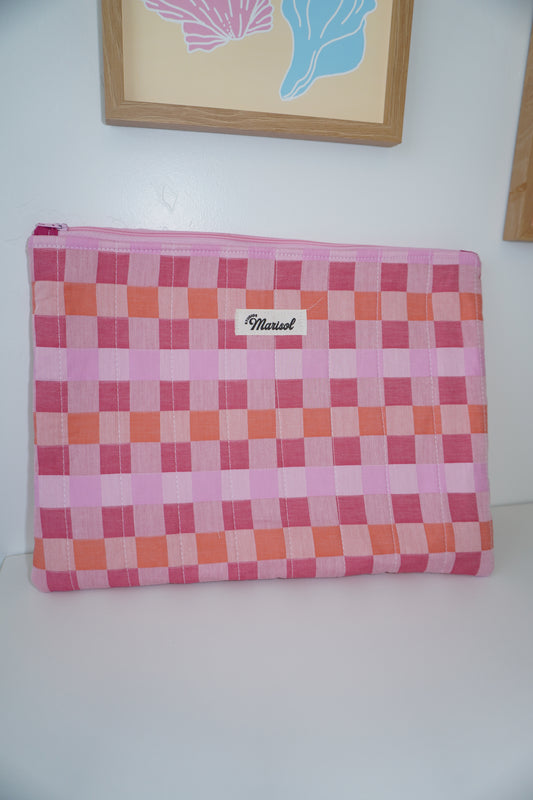 Laptop Sleeve - Pink/Orange Check