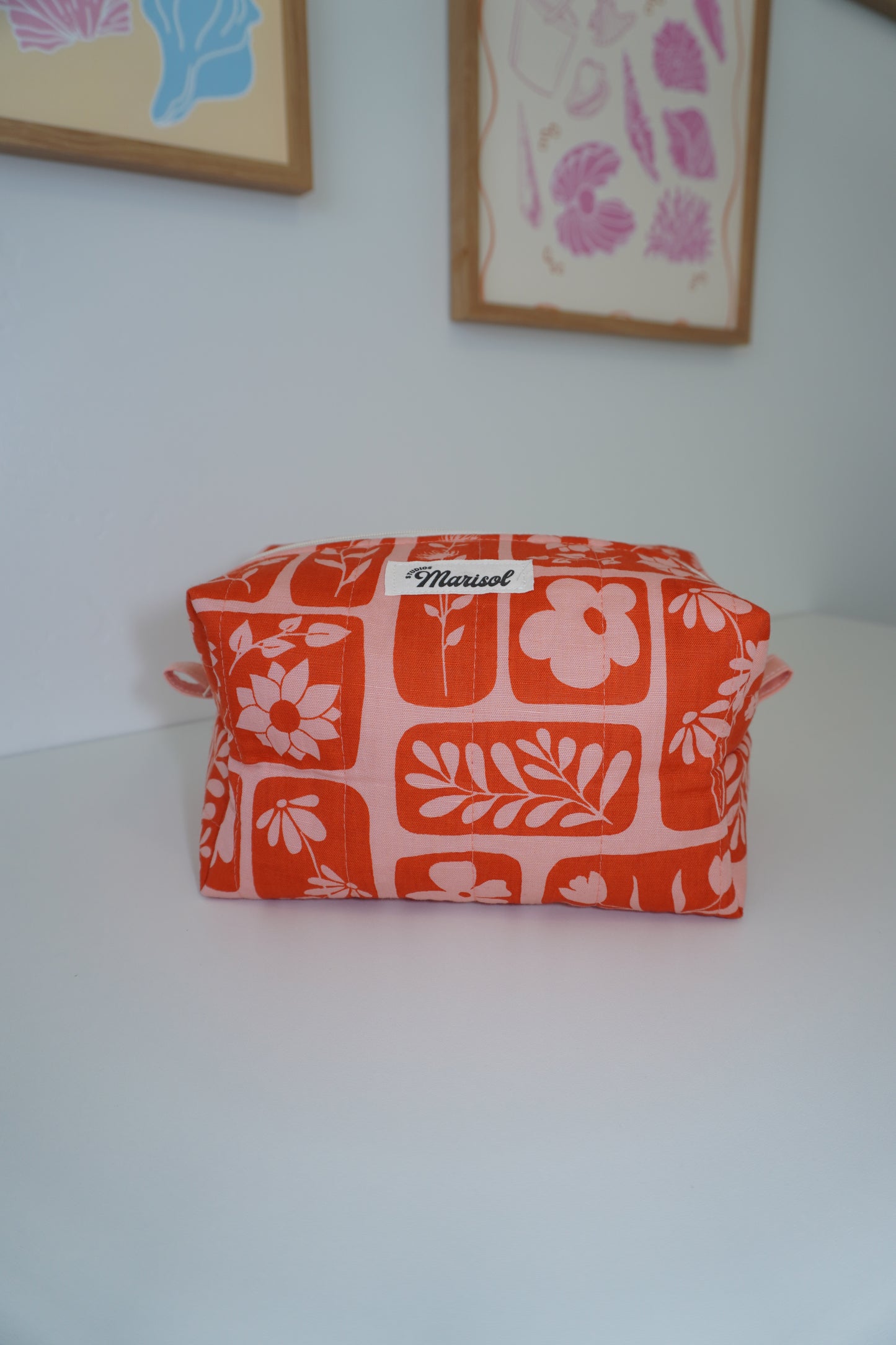 Boxy Makeup Bag - Orange Petal