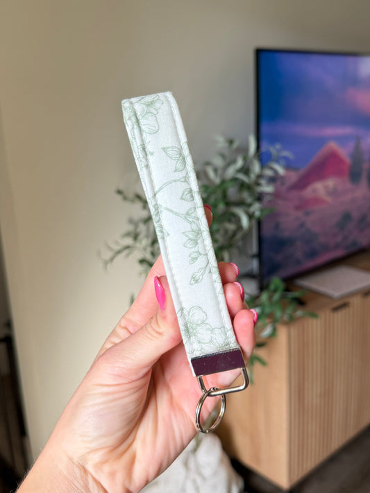 Wristlet Keychain - Sage Floral